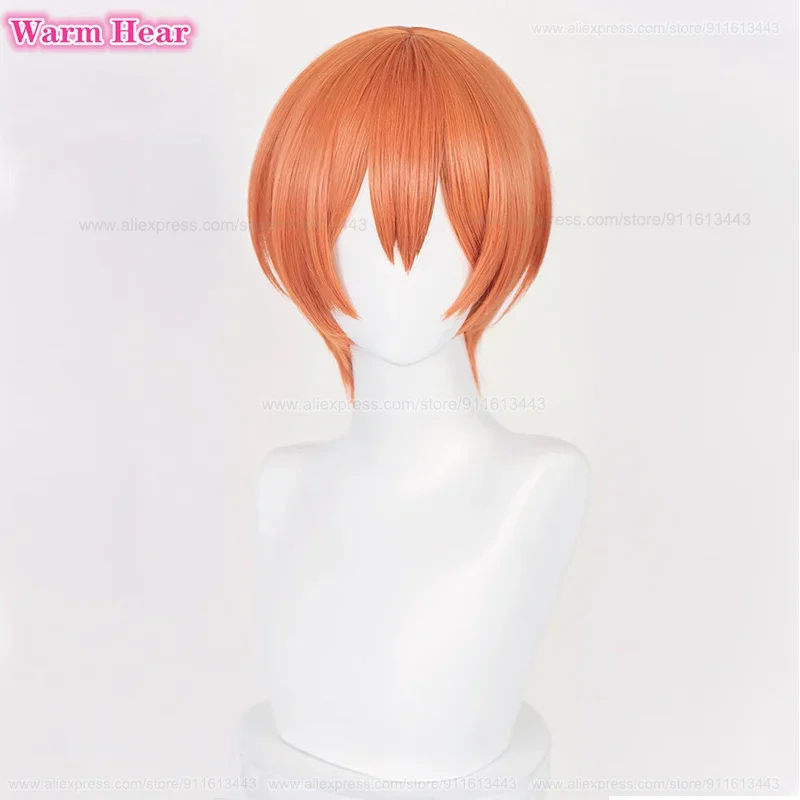 Аниме Рин Хошизора Синтетические волосы Короткие 30 см Унисекс Оранжевый Красный