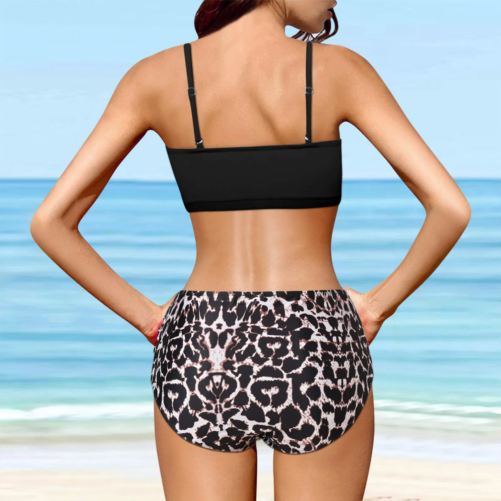 

Women High Waist Bikinis Swimwear Swimuit Female Retro Beachewear Bikini Set Bathing Suit Shorts Women Long