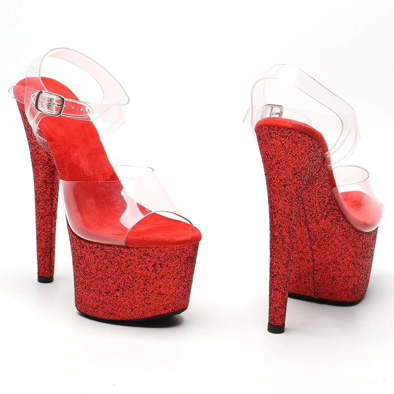 Leecabe 17cm/7Inch  Glitter platform and Heels sandals shoe high heel platform pole dance shoes
