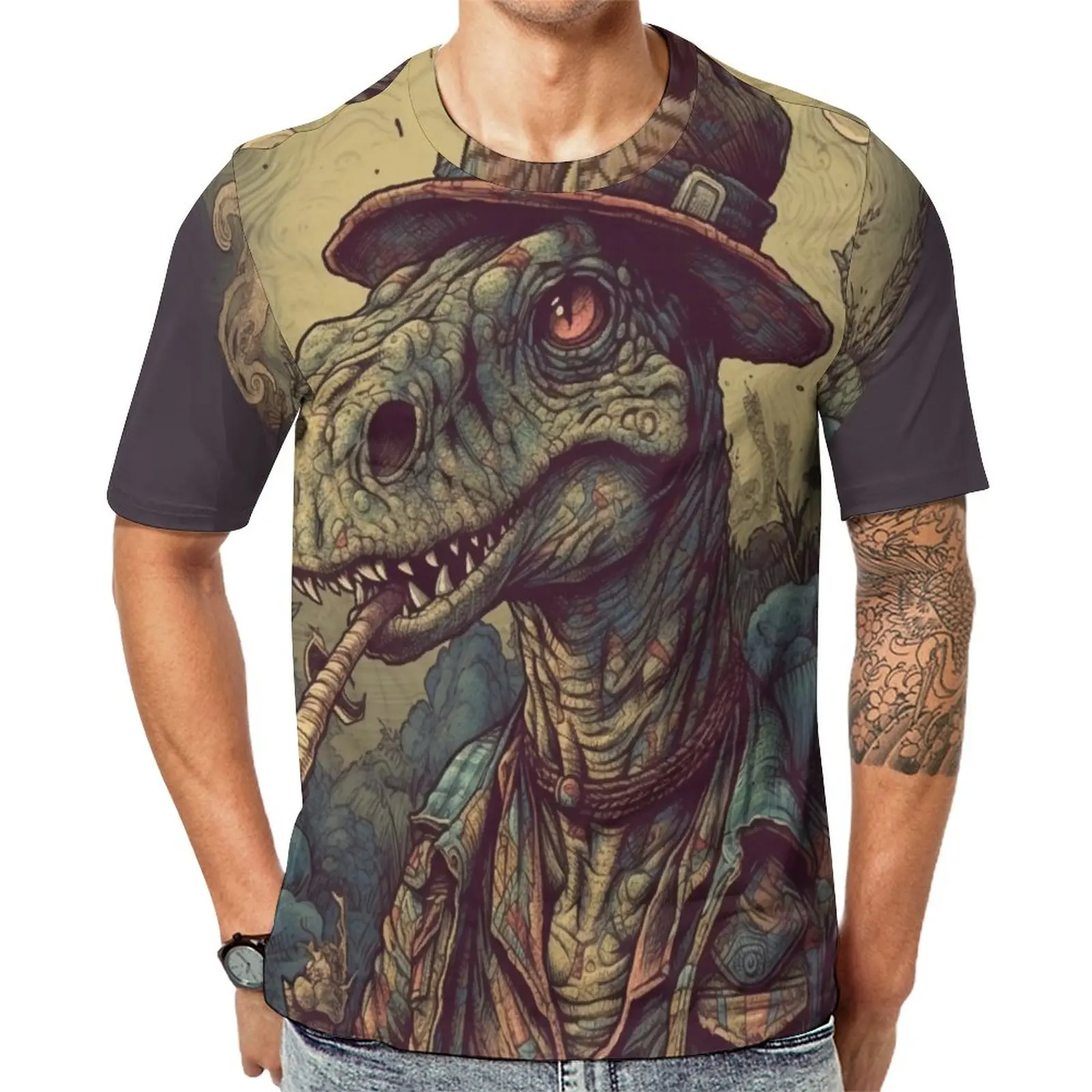

Dinosaur T Shirt Mens Pop Caricatures Streetwear T Shirts Summer Vintage Tees Short-Sleeve Printed Oversized Clothes