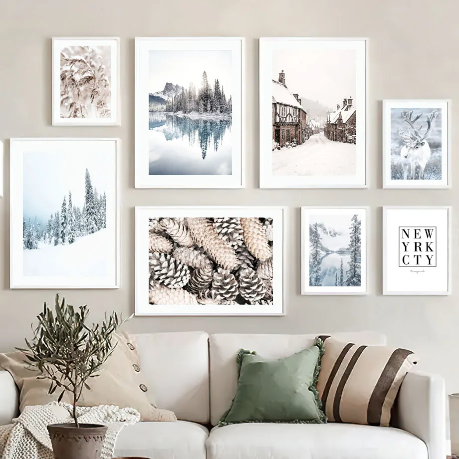 

Настенная Картина на холсте с изображением снега, совы, лося, оленя