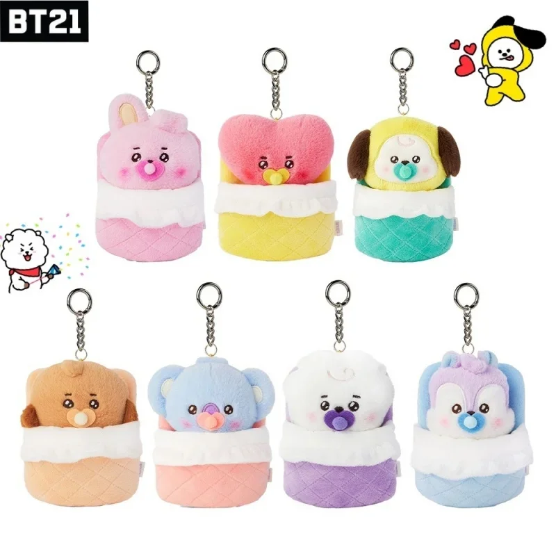 Новый 13 см Bt21 популярный аниме Kawaii Cooky Chimmy Mini плюшевый брелок-Подвеска детская