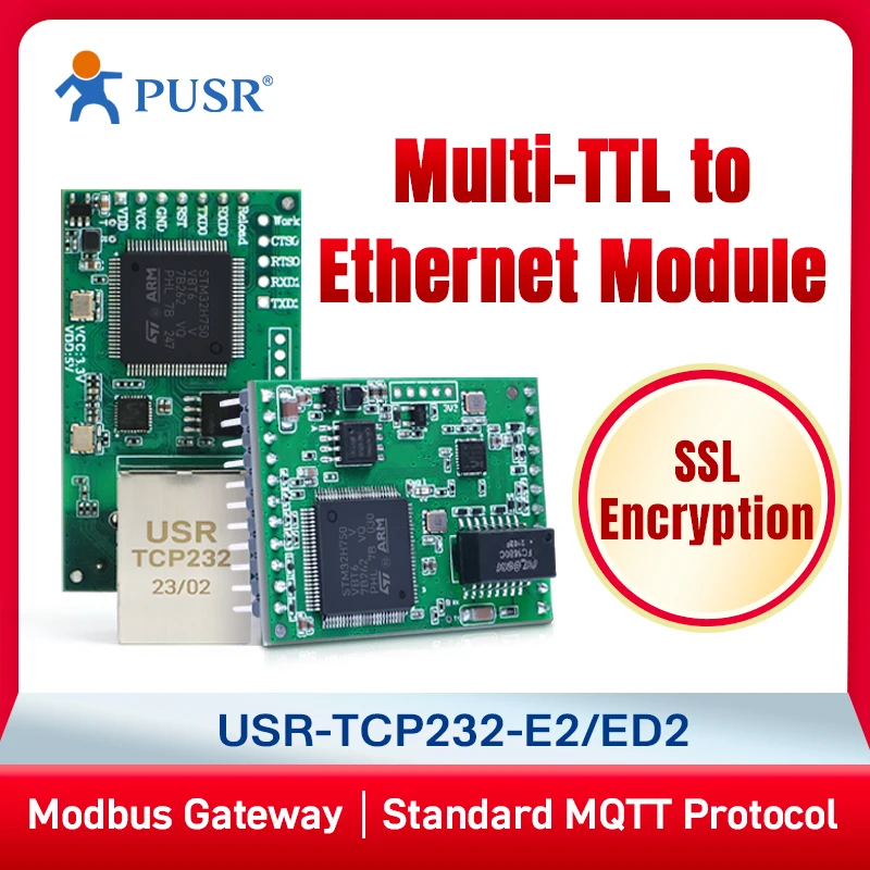 (Цена за 2 шт.) Промышленный модуль TTL к Ethernet MQTT/SSL Modbus двунаправленная прозрачная