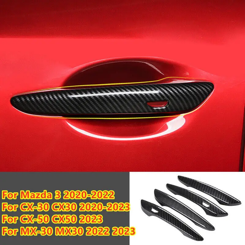 4 шт. отделка для дверной ручки из углеродного волокна Mazda 3 CX-30 CX-50 2019-2023