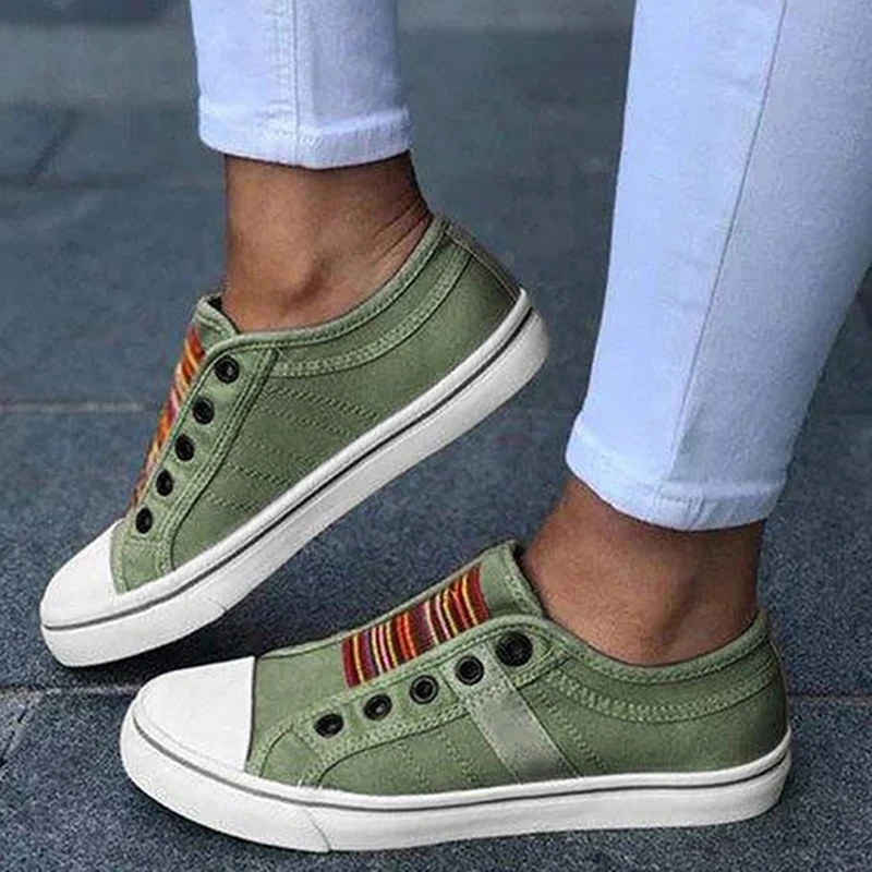 Canvas Slip-on Low-cut Trainers Flat Sports Shoes Casual Vulcanize Shoes for Women Sneakers Ladies Flats Female Sneakers 2023