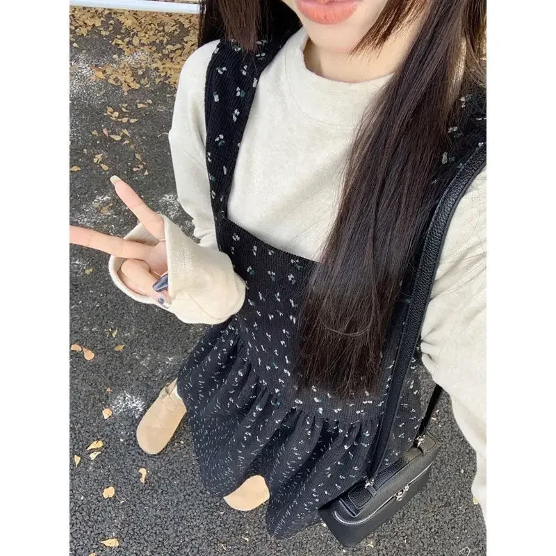 Женский вельветовый комплект из юбки и жилета с длинным рукавом