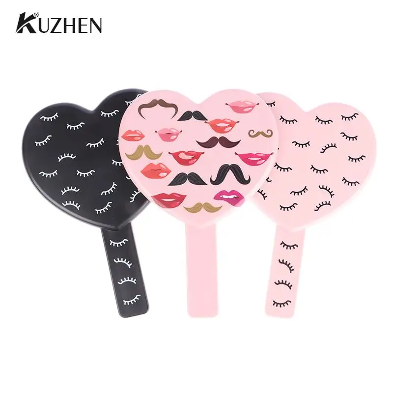 

Eyelash Extension Handheld Makeup Mirror Heart Shape Makeup Vanity Mirror with Handle Hand Mirror SPA Salon Compact Mirrors