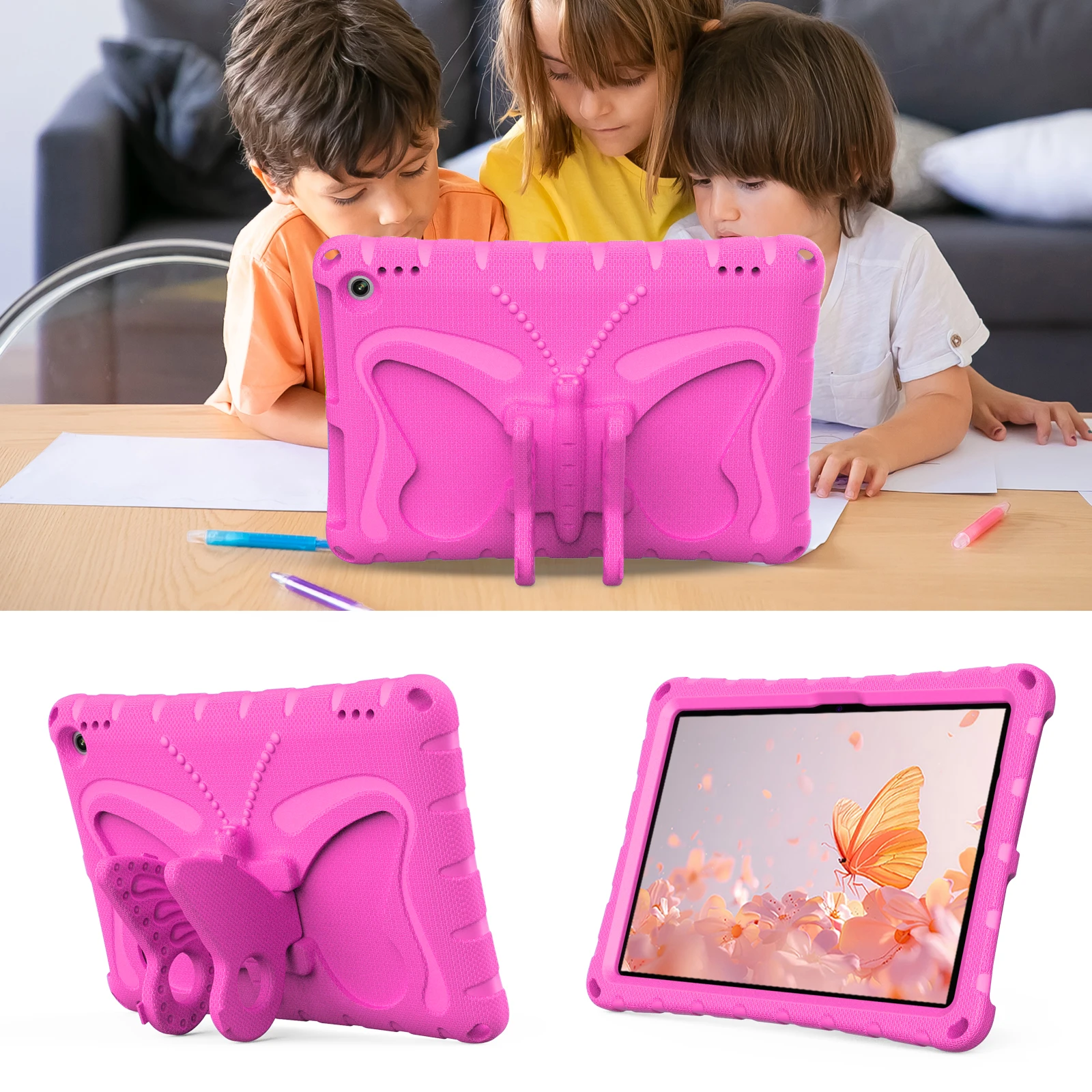 Чехол для Amazon Fire HD10 11th 13th 10,1 дюймов HD 10 Plus 2021 2023, чехол из ЭВА, детский чехол с 3D-подставкой и большим бабочкой для планшета (art.: 3920ccba554b3) - 3920ccba554b3
