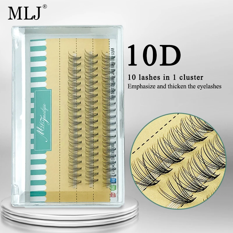 

MLJ Eyelashes 10D Hot Melt Dove Tail Lash Black Individual Heat Cluster Bonded Lash Makeup Set Natrual False Eyelashes Wholesale