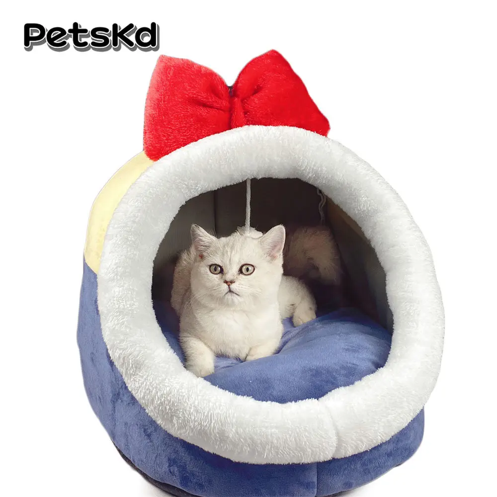 

Cat Beds Warm Cat House Winter Kitten Puppy Dog Bed Kennel Lounger Cushion Plush Mat Pets House Cave Cats Nest Basket Washable