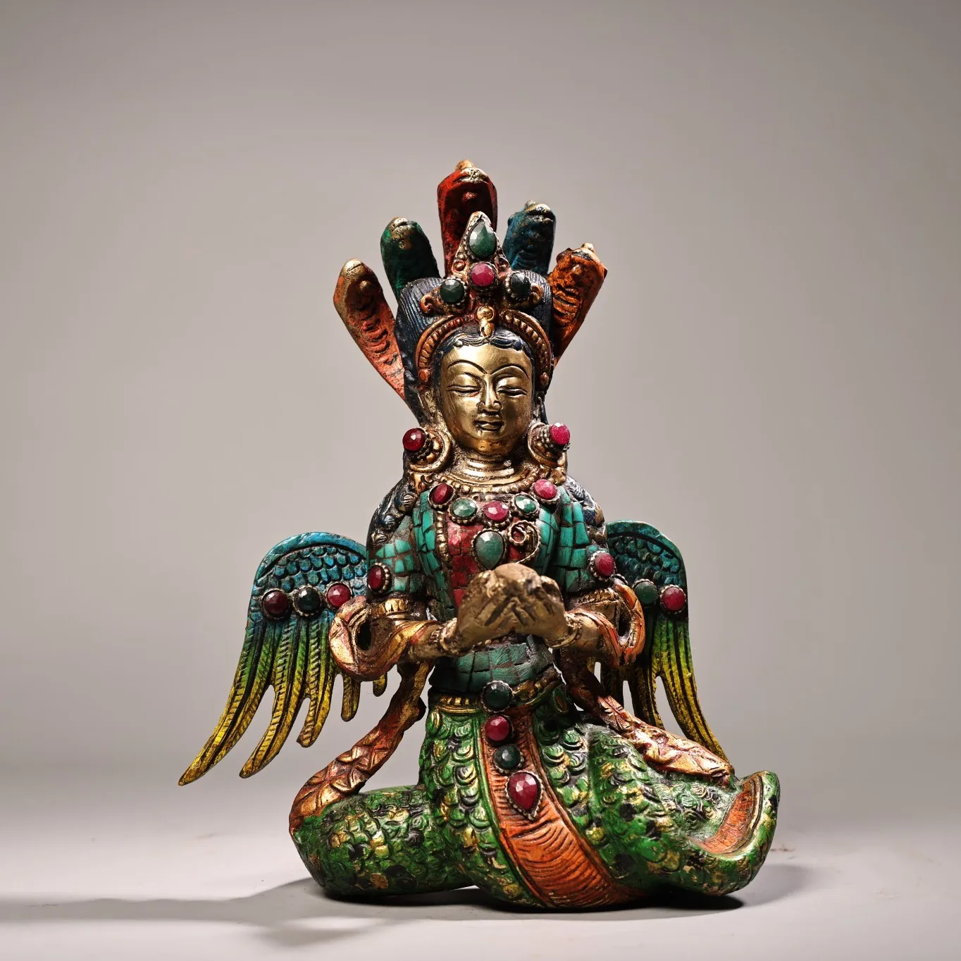 9-дюймовая коллекция тибетского храма старый бронзовый контур в золоте мозаика