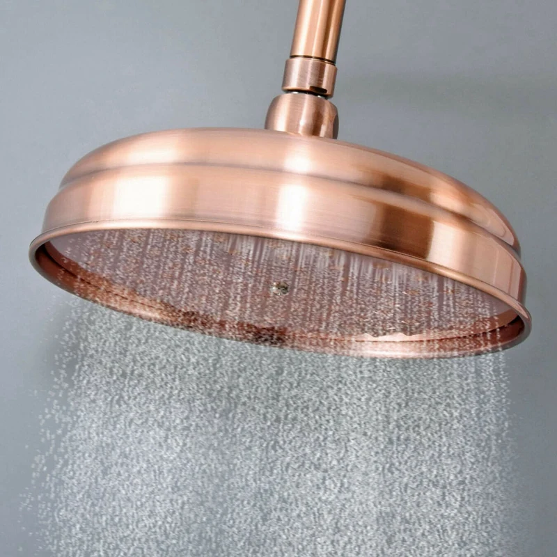 

8 Inch Antique Red Copper Round Rainfall Rain Bathroom Shower Head Top Spray