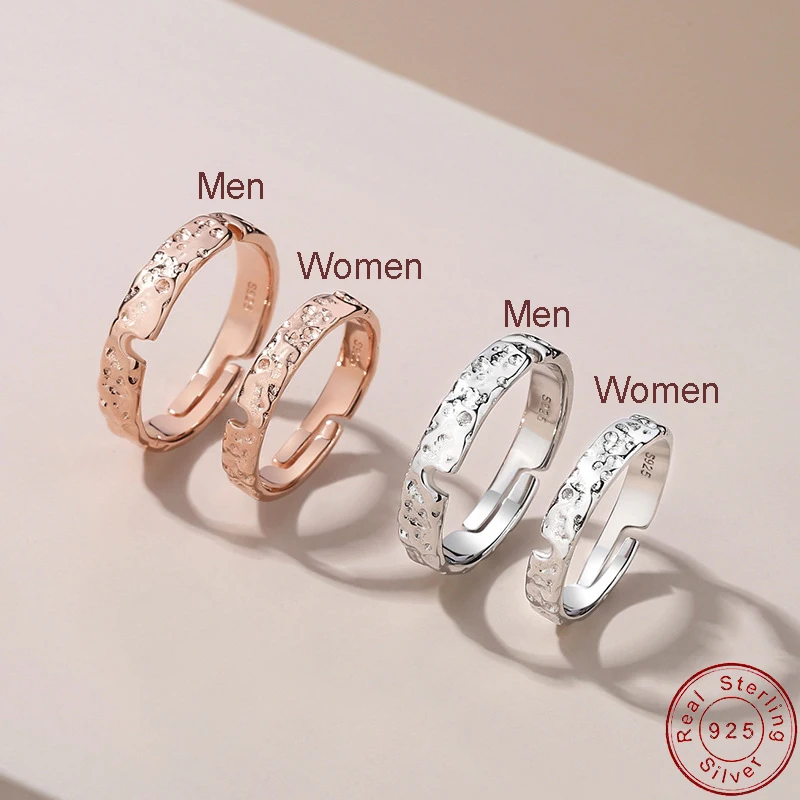 

European Bump Texture Couple Fashion S925 Sterling Silver Ring Men and Women Jewelry Birthday Gift+Box