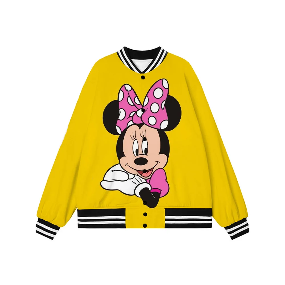 

Disney Mickey and Minnie Baseball Jackets Mens Womens Hip Hop Harajuku Jackets Streetwear Kids Boys Girls Loose College Jackets