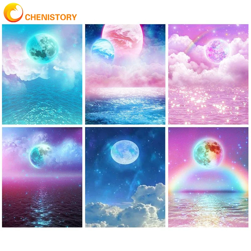 

CHENISTORY 60x75cm Oil Painting By Numbers Star Sky DIY Paint By Numbers On Canvas Figure Frameless Digital Hand Painting Decor