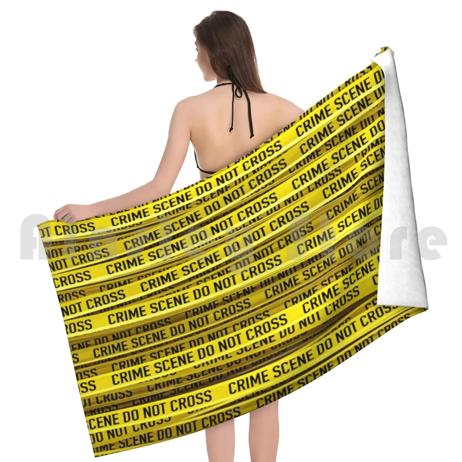 Банное полотенце на заказ желтая лента для полиции расследований убийц крестов |