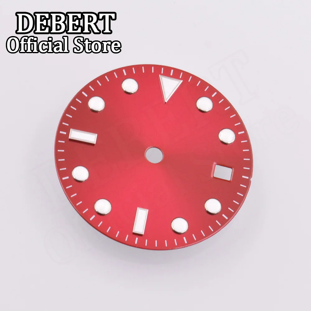 

28.5mm sterile red dial suitable for ETA2836 2824 Miyota 8205 8215 821A movement green Luminous dial