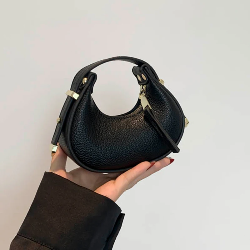 Высококачественная текстурированная мини-сумка в форме полумесяца 2024 шикарные