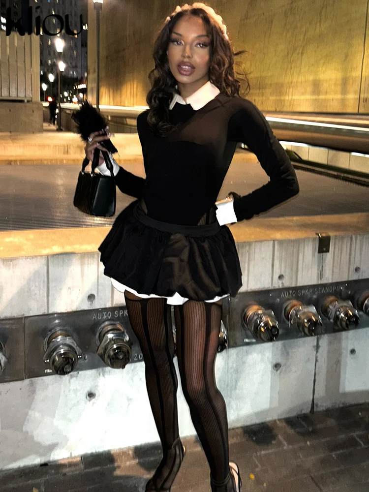 Kliou Женские боди со вставками Классические универсальные обтягивающие