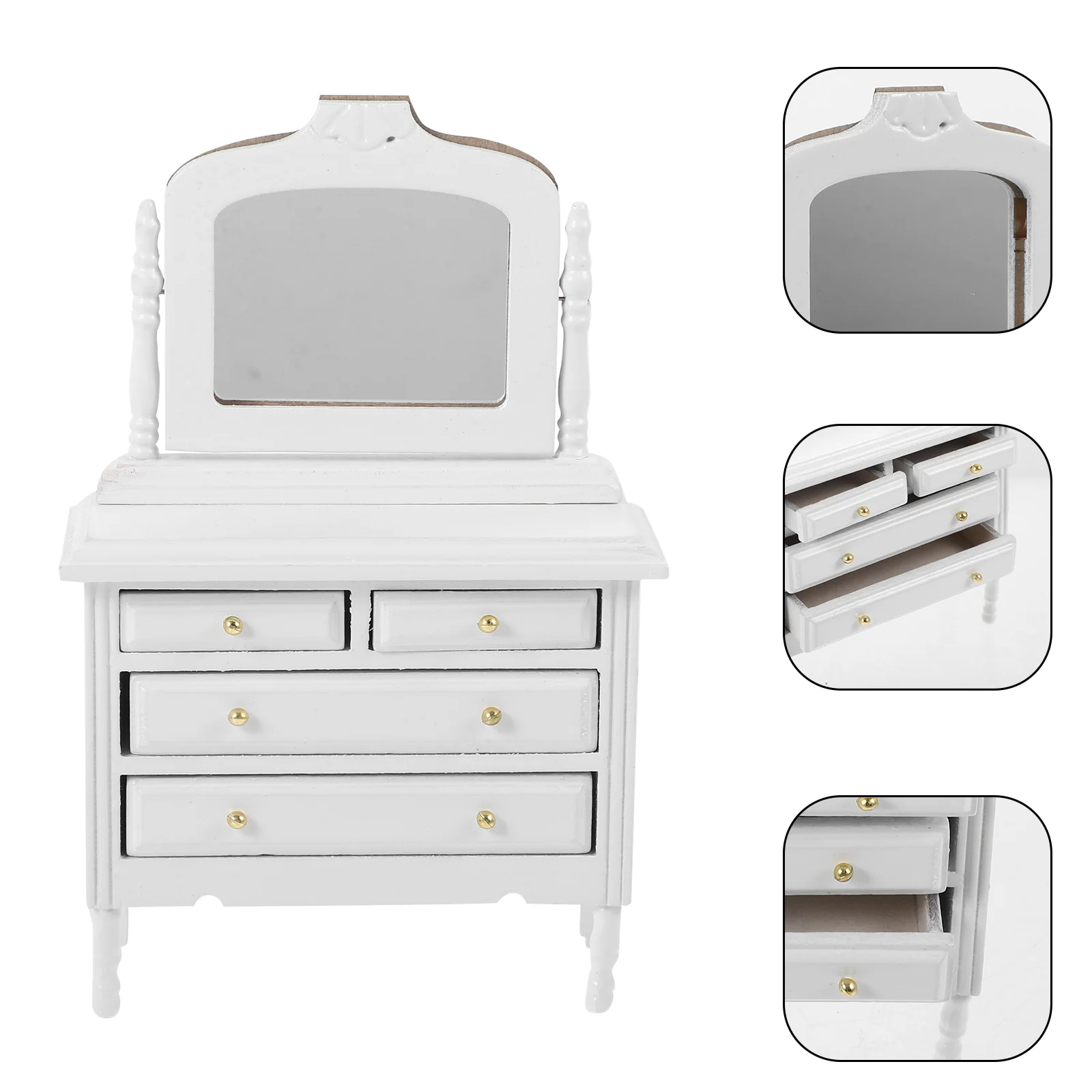 

Crafts Mini Cabinet Decor Wooden 1/12 Scale Accessories Miniature Bedroom Display Books Dressing Table Furniture