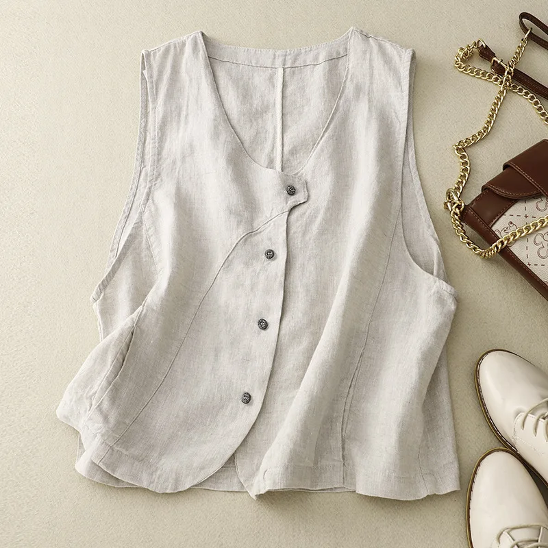 

Casual Cotton Women Vest Suit Single-Breasted Ladies Waistcoat Racerback Streetwear Coat Women Short Jacket Colete Feminino