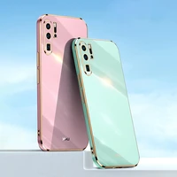 luxury square plating phone case for huawei p20 pro lite camera protective mobile back cover huaweip20 p20pro p20lite girl funda