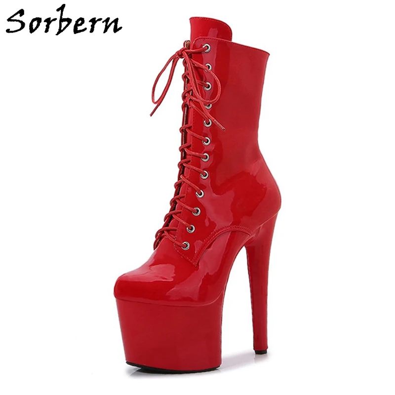 

Sorbern 2022 17cm Pole Dancing Boots Cutsom Color Ankle High Boots Shoes Heel Wrapping Nigh Club Fashion Shoes