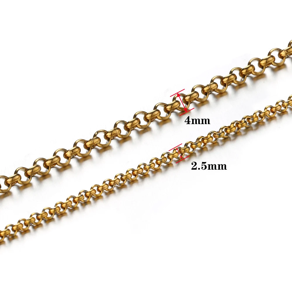 Цепочка из нержавеющей стали золотого цвета длинной 1 метр для браслета и