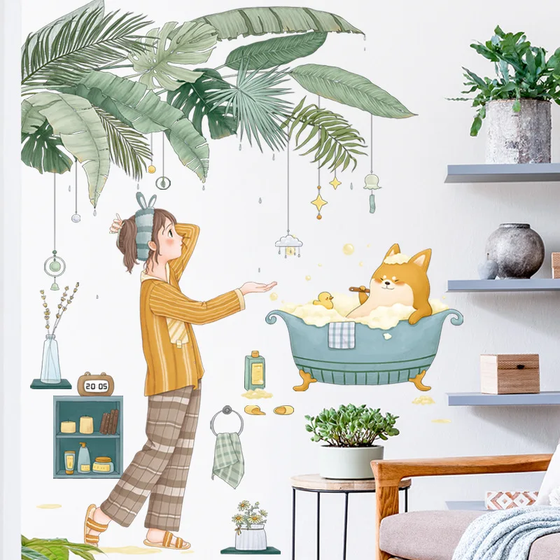 

Banana Leaf Plant Wall Stickers for Living room Bedroom Green Leaves Removable Wall Decals Vinyl DIY Eco-friendly Murals