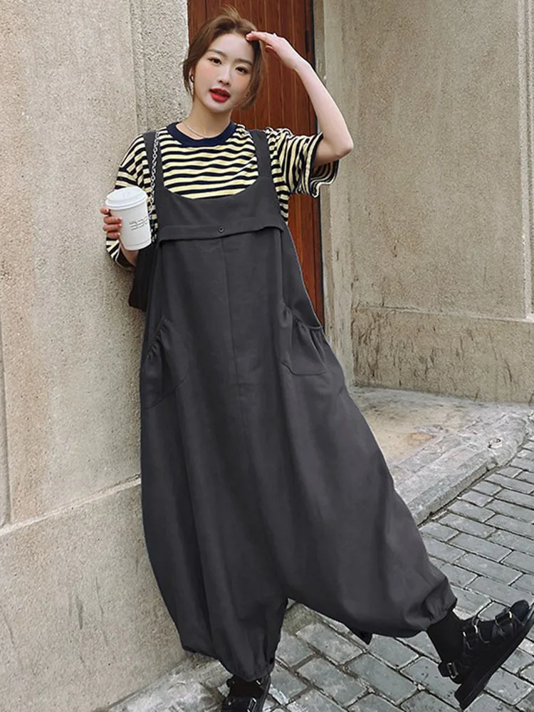 [EWQ] Модный милый и удобный Свободный комбинезон с широкими штанинами Женские