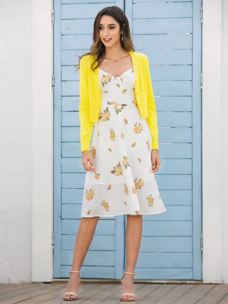 

Женский свитер, женский кардиган с длинным рукавом, милый Укороченный кардиган на пуговицах с V-образным вырезом