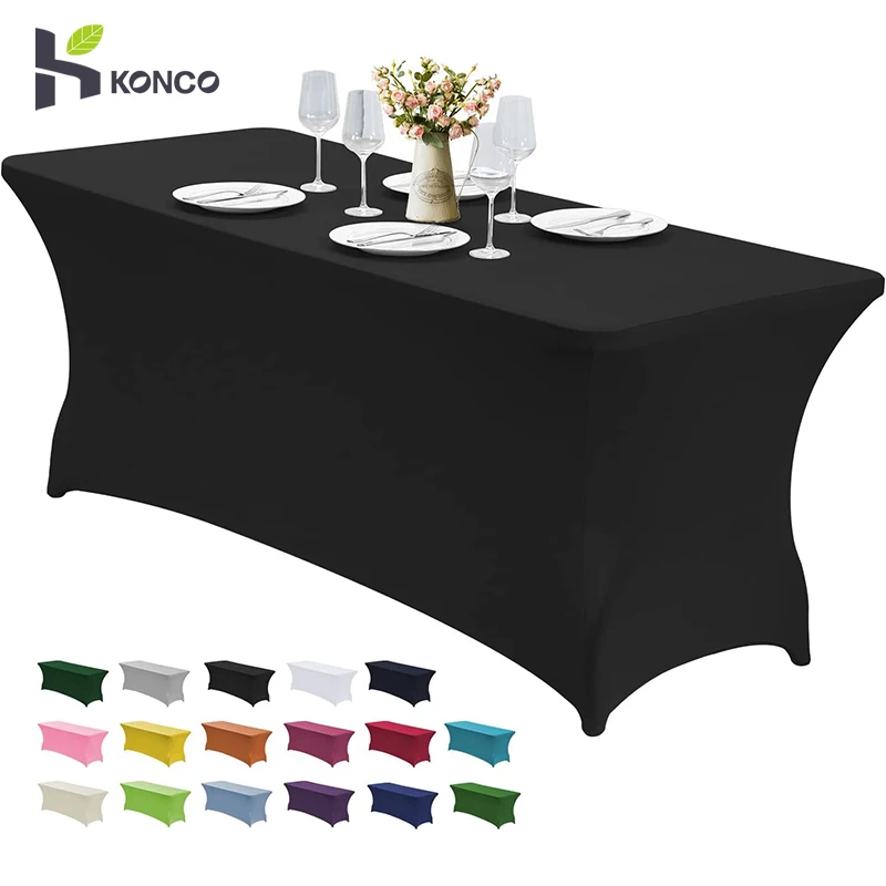 

Stretch Table Cover Kitchen Tablecloth for Rectangular Folding Tables Wedding Hotel Birthday Table Cover Buffet Cloth Table Deco