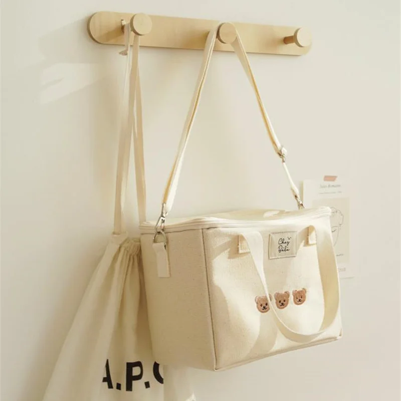 

Multifunctional Mother Baby Bag Diaper Bags Waterproof Bear Embroidery Thermal Insulation Mommy Bag Fashion Food Storage Bags
