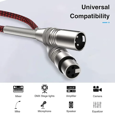 XLR-кабель, 2 шт., 3-контактный сбалансированный кабель XLR, сверхмощный нейлоновый плетеный микрофонный шнур XLR «папа-мама» для динамика, микрофона, микшера