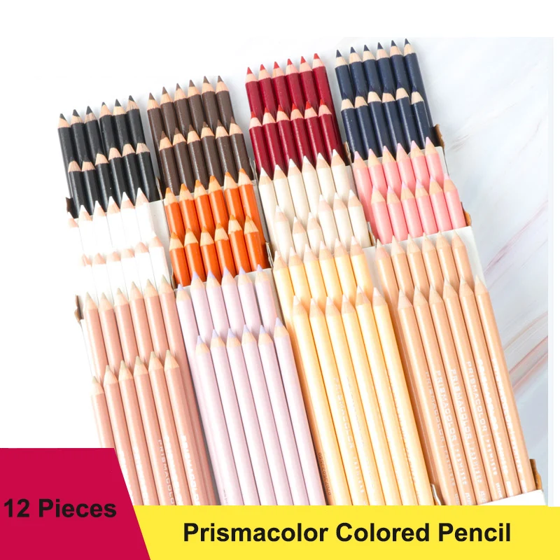 

12PCS Prismacolor Colored Pencil Black White Skin Colors Professional Highlight Sketch Pencils Graphite Artist Drawing Blending