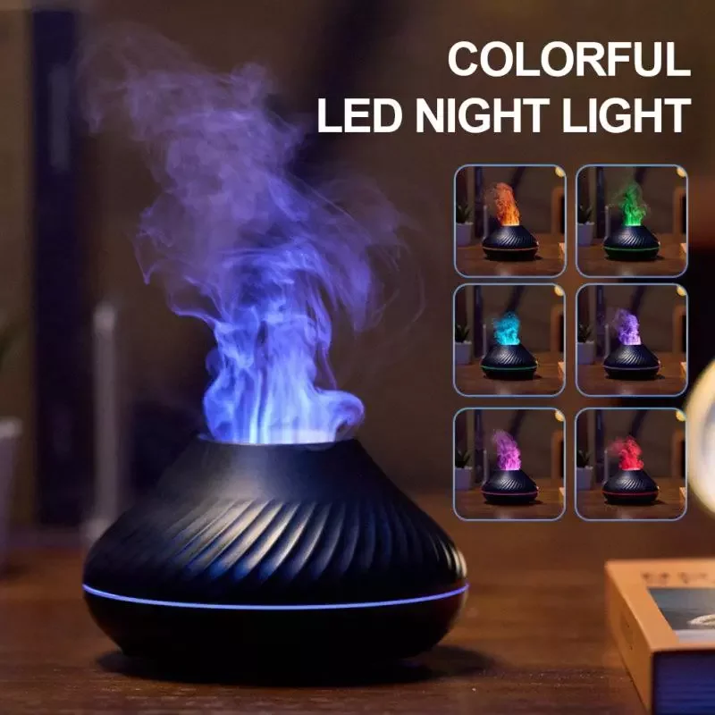 

NEW2023 USB Air Humidifier Aroma Diffuser Ultrasonic Cool Mist Maker Fogger Colorful LED Essential Oil Flame Lamp Diffuser Aroma