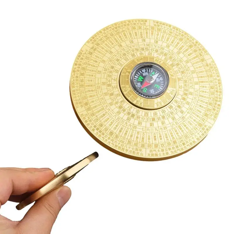 

Golden Fingertip Spinner Metal Brass Finger Spinner Fingertip Toys Compass Shape Fidget Toys With Stable Bearing Ornaments Party