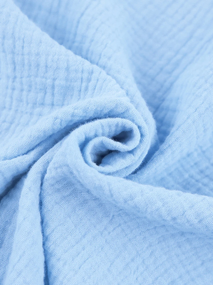 Marthaqiqi Blue Cotton Women'S Pajamas Sets Long Sleeve Sleepwear Turn-Down Collar Nightwear Wide Leg Pants Femme Pyjamas Suits