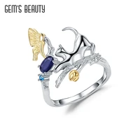 gems beauty butterfly kitten cute cat simple s925 sterling silver finger rings for women fashion jewelry creative anillo