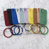 silicone tpu bracelet wriststrap pure color phone case for iphone 13 12 11 pro max x xr xs max 8 7 plus se 2020 soft cover