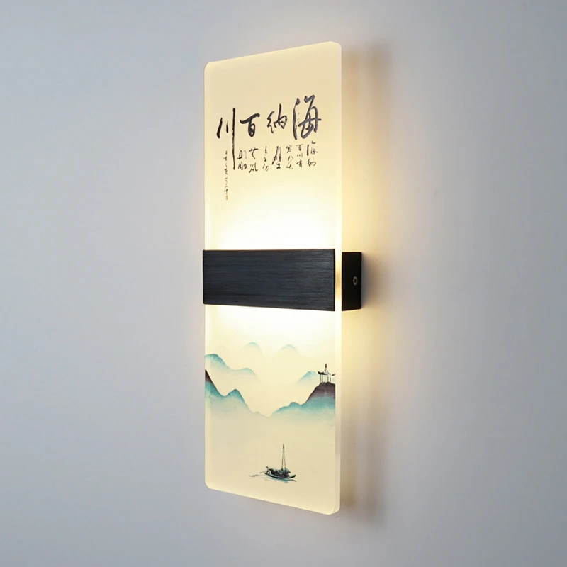 

New Japanese Wall lamp Acrylic Shade Led Bedside Lamp Living Room Corridor Aisle Modern Chinese Square Wall Lights Home Decor