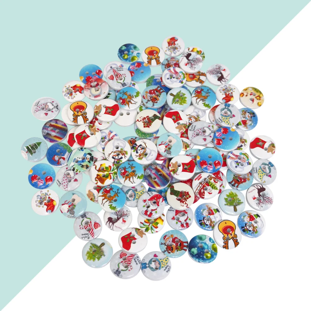 

100pcs 2-Hole Buttons Painted Sturdy Accessory for Craft Sewing Scrapbooking