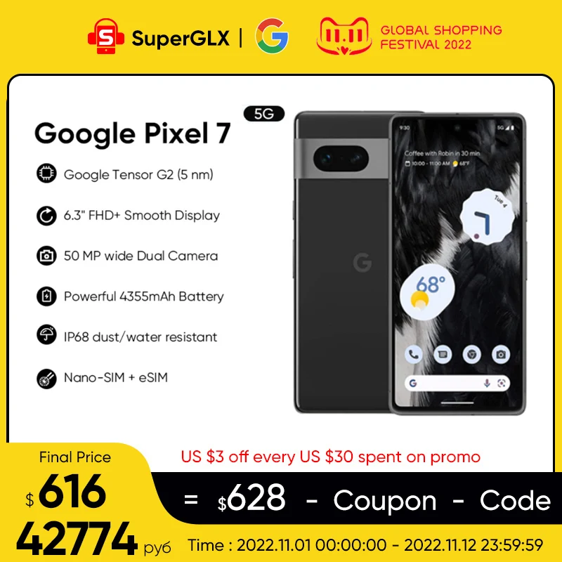 Tanie Najnowszy Google Pixel 7 5G Smartphone 6.3