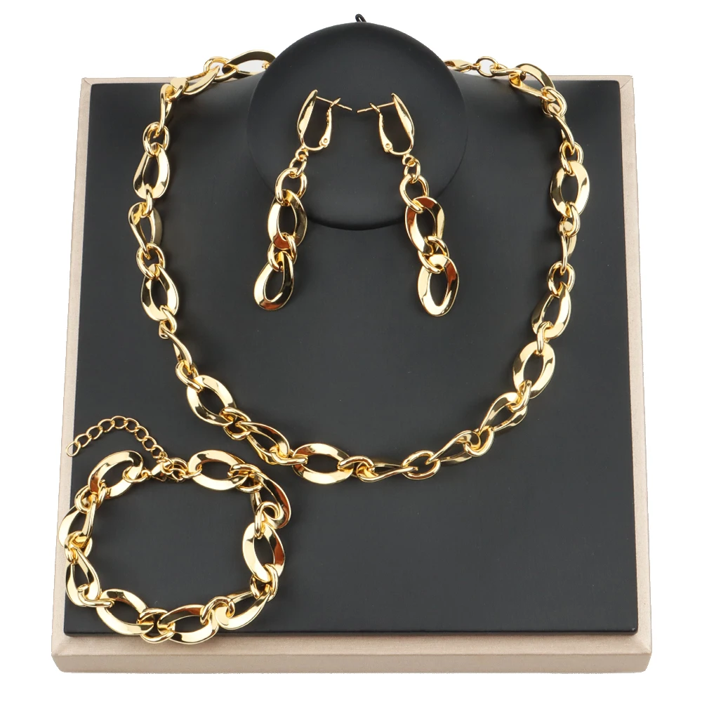 

Nigerian Jewelry Sets for Women Rose Earrings Necklace Bracelet Bangle for Bridal Wedding Dress Dubai Luxury Earring Party Gift