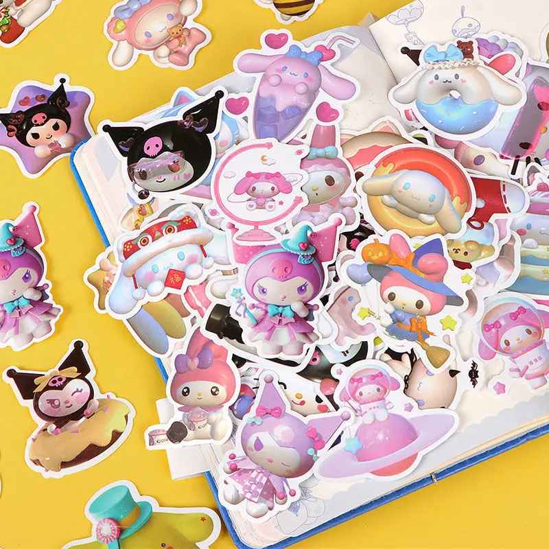 

50pcs 3D Sanrio Stickers Cute Kuromi My Melody Sticker Laptop Skin Toys for Girls Kawaii Sticker Pack Waterproof Anime Stickers