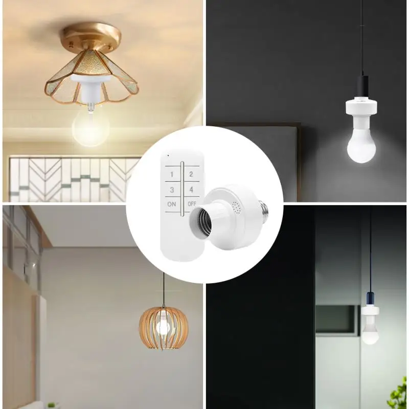 

Smart Remote Control Light Socket Lamp Holder E27 Base Timing Wireless Light Switch Kit AC180-250V 20m Range For LED Bulbs Lamp