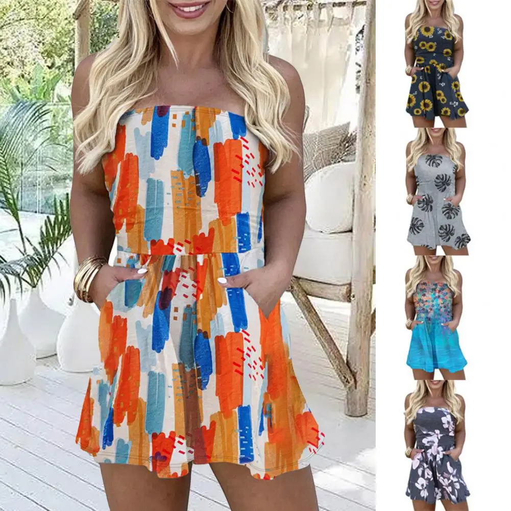 

Imitation Cotton Fashion Tactile-friendly Women Jumpsuits Bright-colored Summer Romper One Piece for Dating