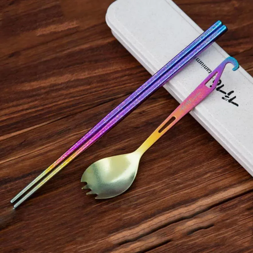 

Открывалка вилка и ложка из титанового сплава, Универсальная Портативная посуда для отдыха на открытом воздухе, кемпинга, пикника, домашняя посуда, дорожное оборудование