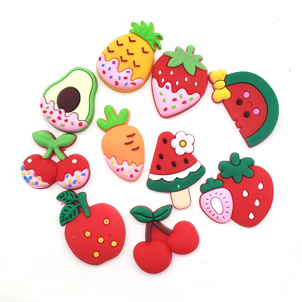 

5PCS PVC Fruits Series Croc Charms Shoe Decorations Accessories Suitable for Men Women and Kids for Gifts Shoe Flower