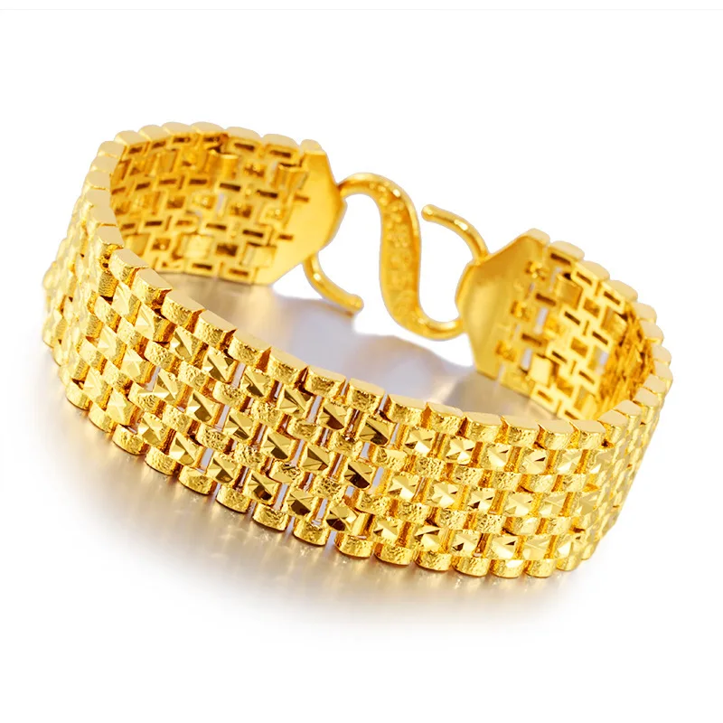

2019 Hot Thailand Vietnam Sand Gold Bracelets No Fade Plated Fancy Gold Bracelets Designs Jewelry for Mens